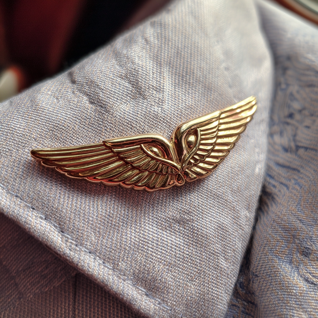 Primer plano de un par de alas doradas | Fuente: Midjourney