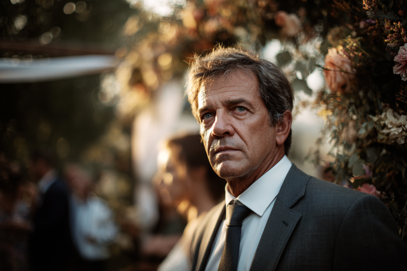 Un hombre mayor en una boda | Fuente: Midjourney