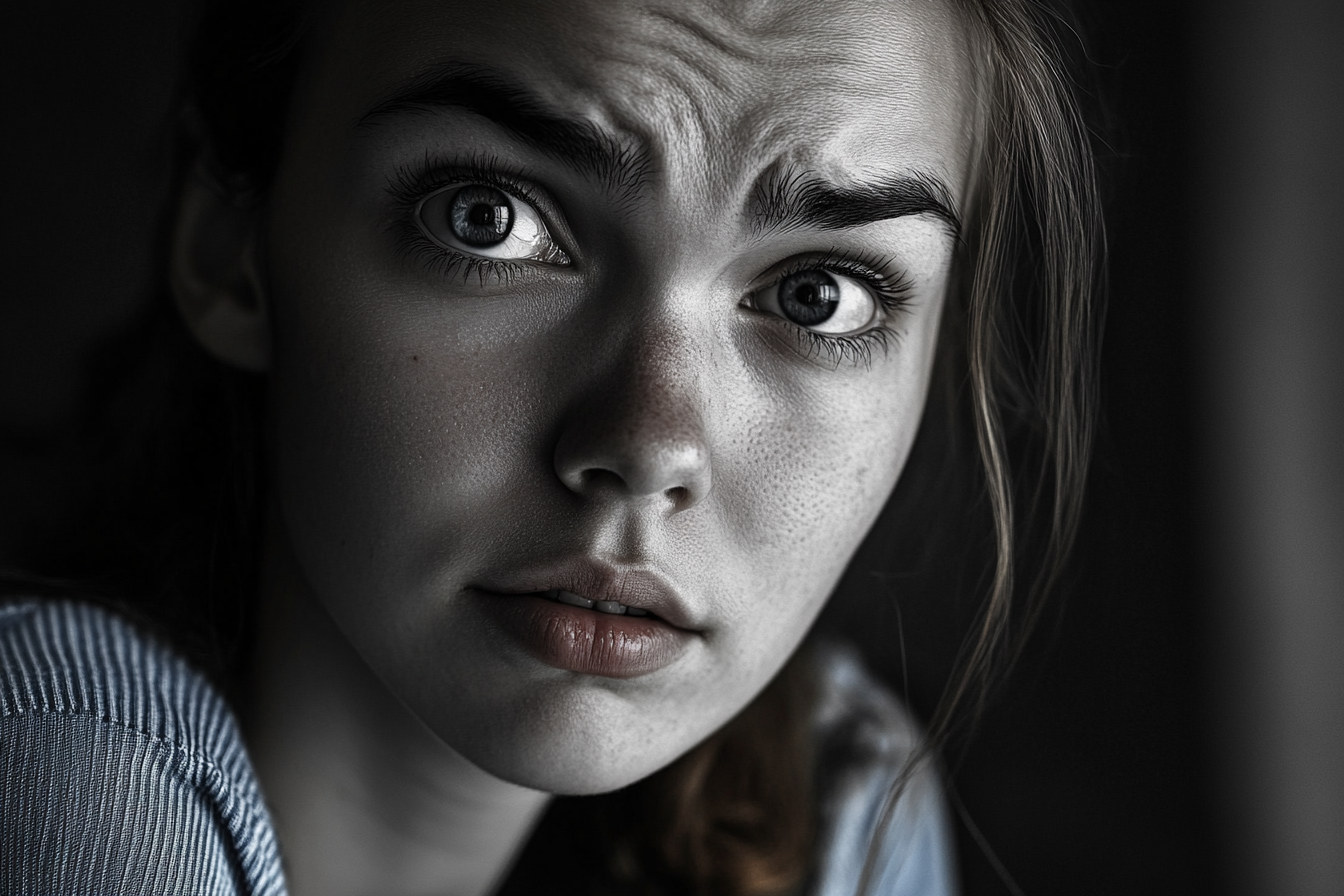Una mujer de aspecto angustiado | Fuente: Midjourney