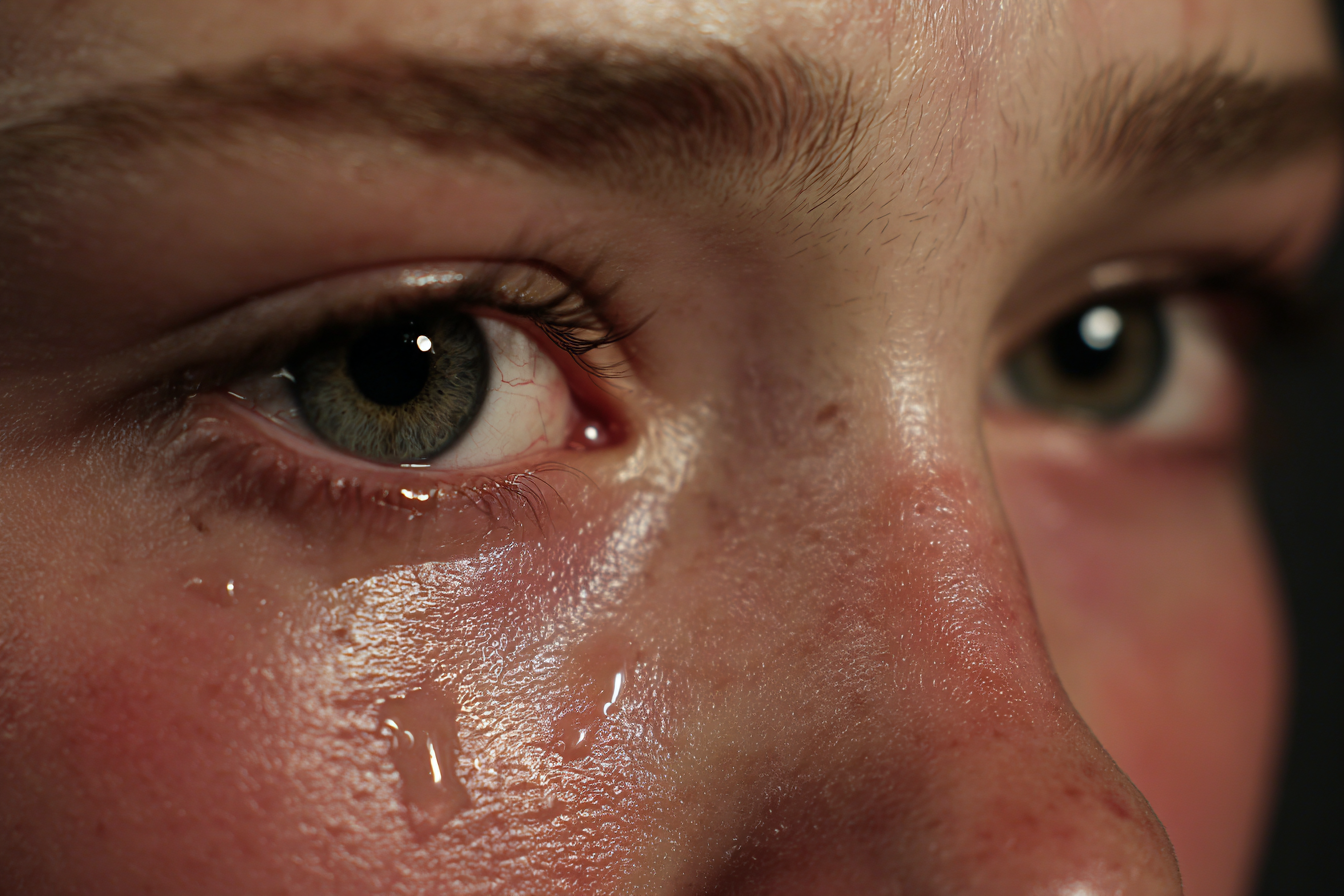 Una niña llorando | Fuente: Midjourney