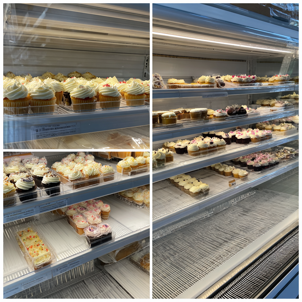 Magdalenas en la nevera de un supermercado | Fuente: Midjourney