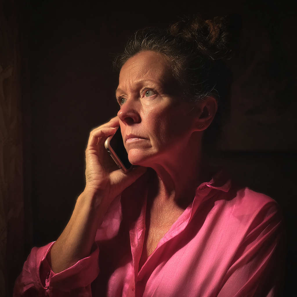 Una mujer mayor hablando por teléfono | Fuente: Midjourney