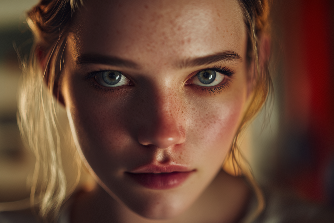 Primer plano de una mujer joven | Fuente: Midjourney