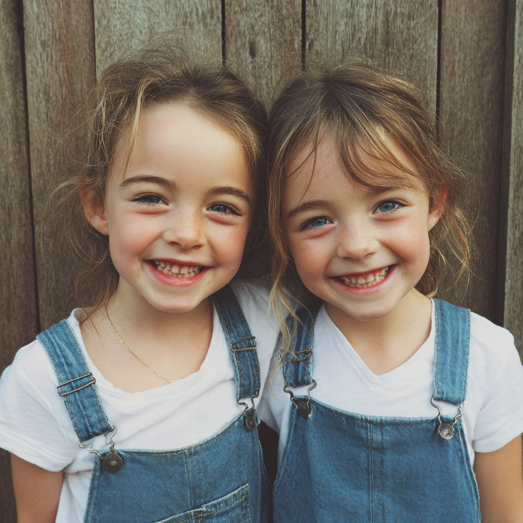 Dos gemelas sonrientes | Fuente: Midjourney