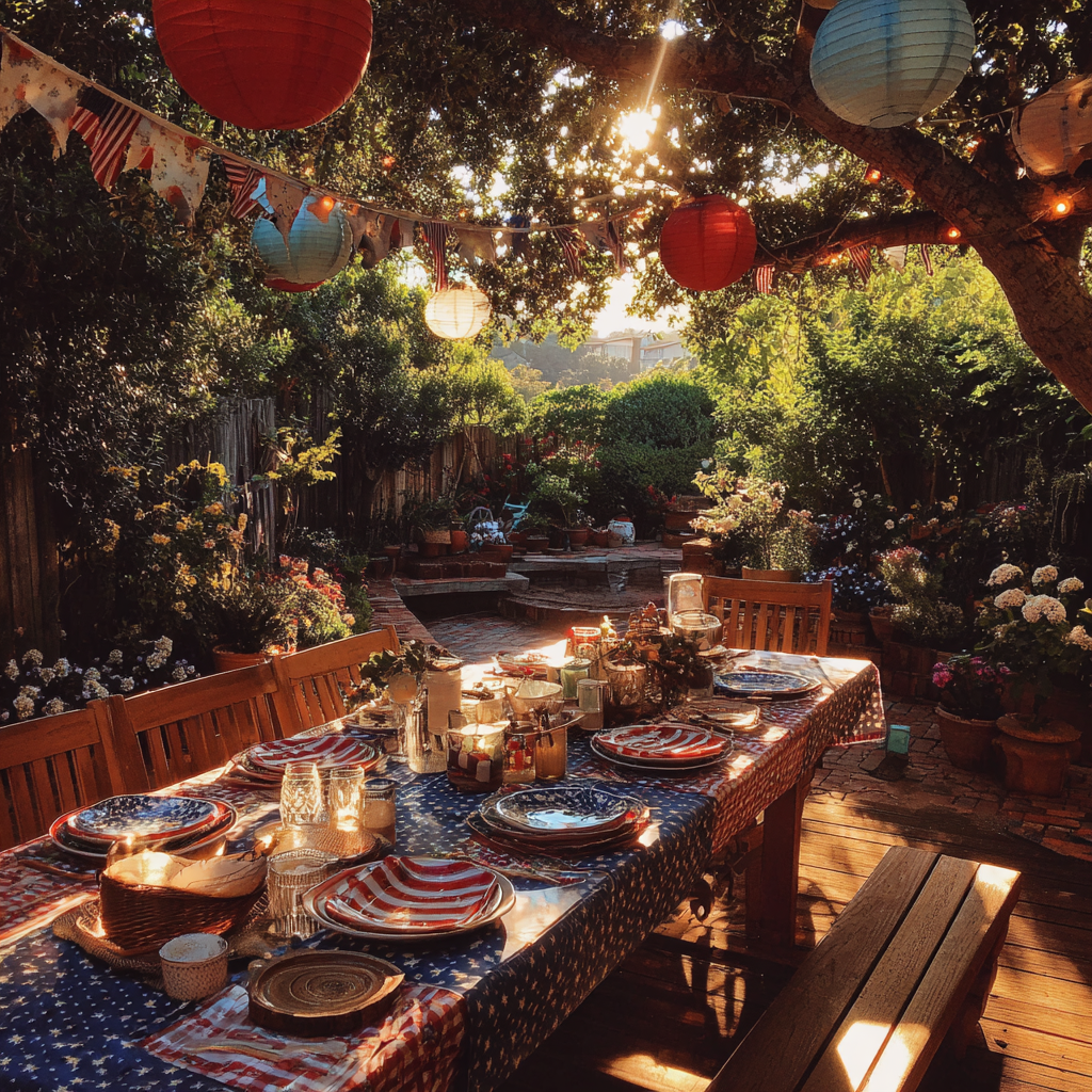 Un patio trasero decorado | Fuente: Midjourney