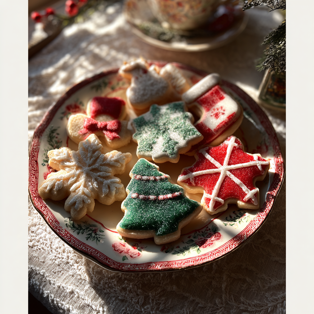 Un plato de galletas navideñas | Fuente: Midjourney