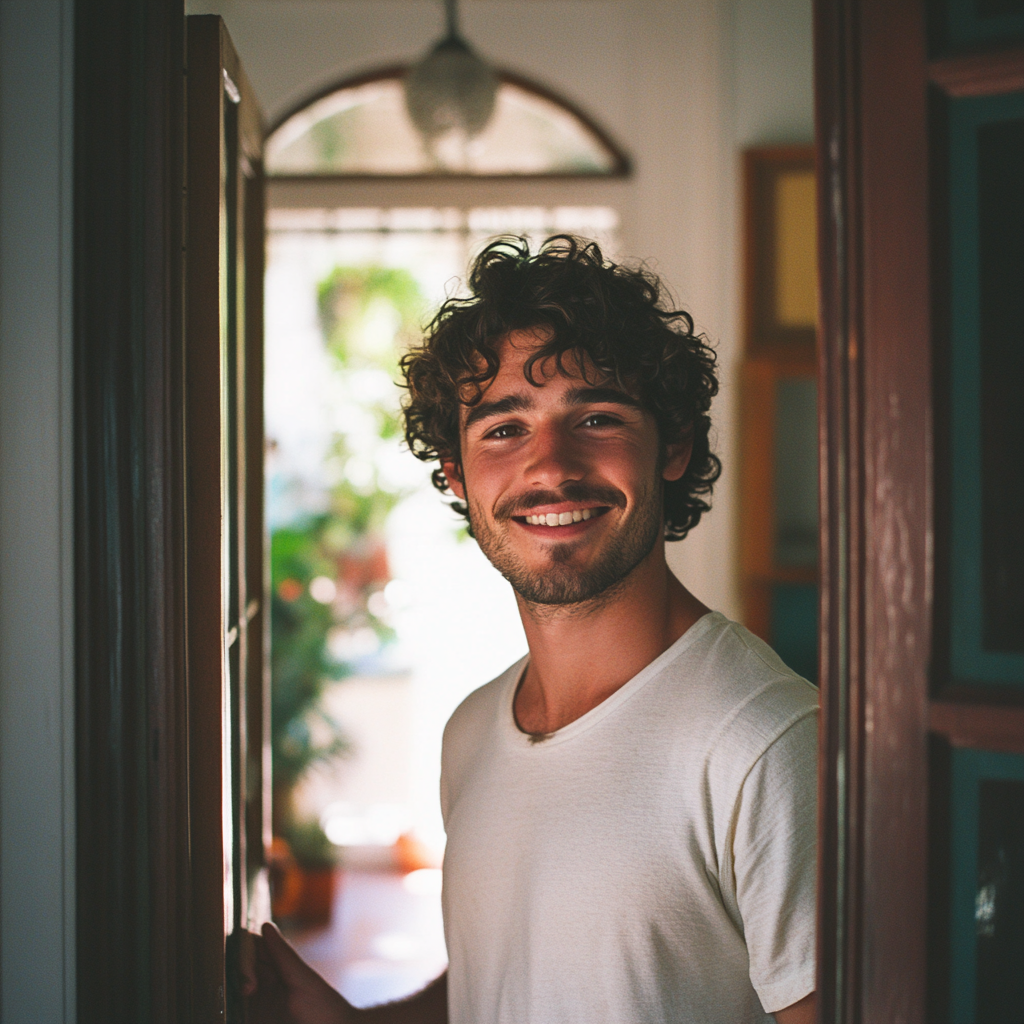 Un hombre con la puerta abierta | Fuente: Midjourney