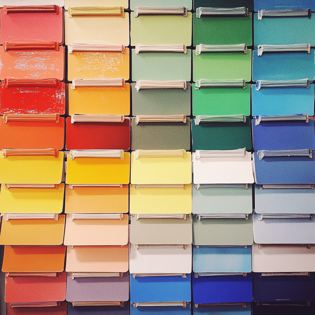 Muestras de pintura en una tienda | Fuente: Midjourney