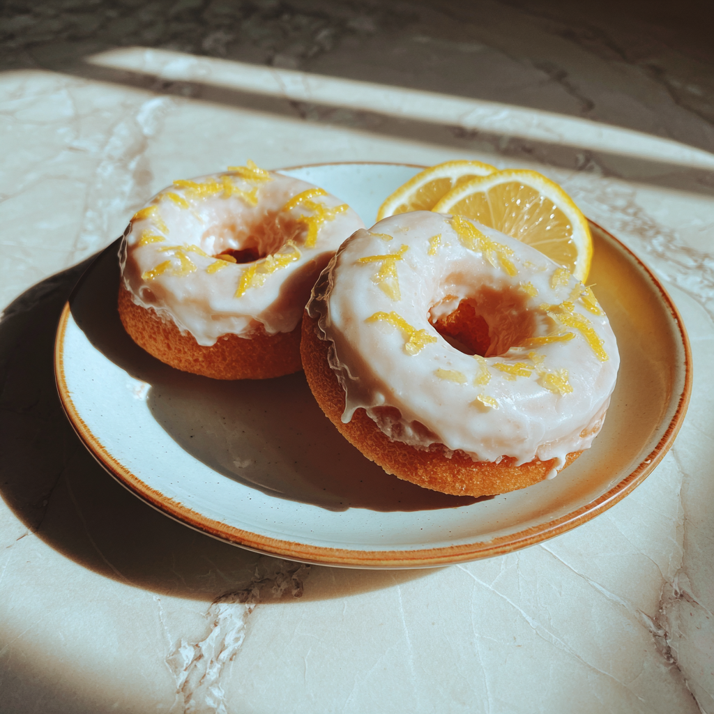 Donas de limón en un plato | Fuente: Midjourney