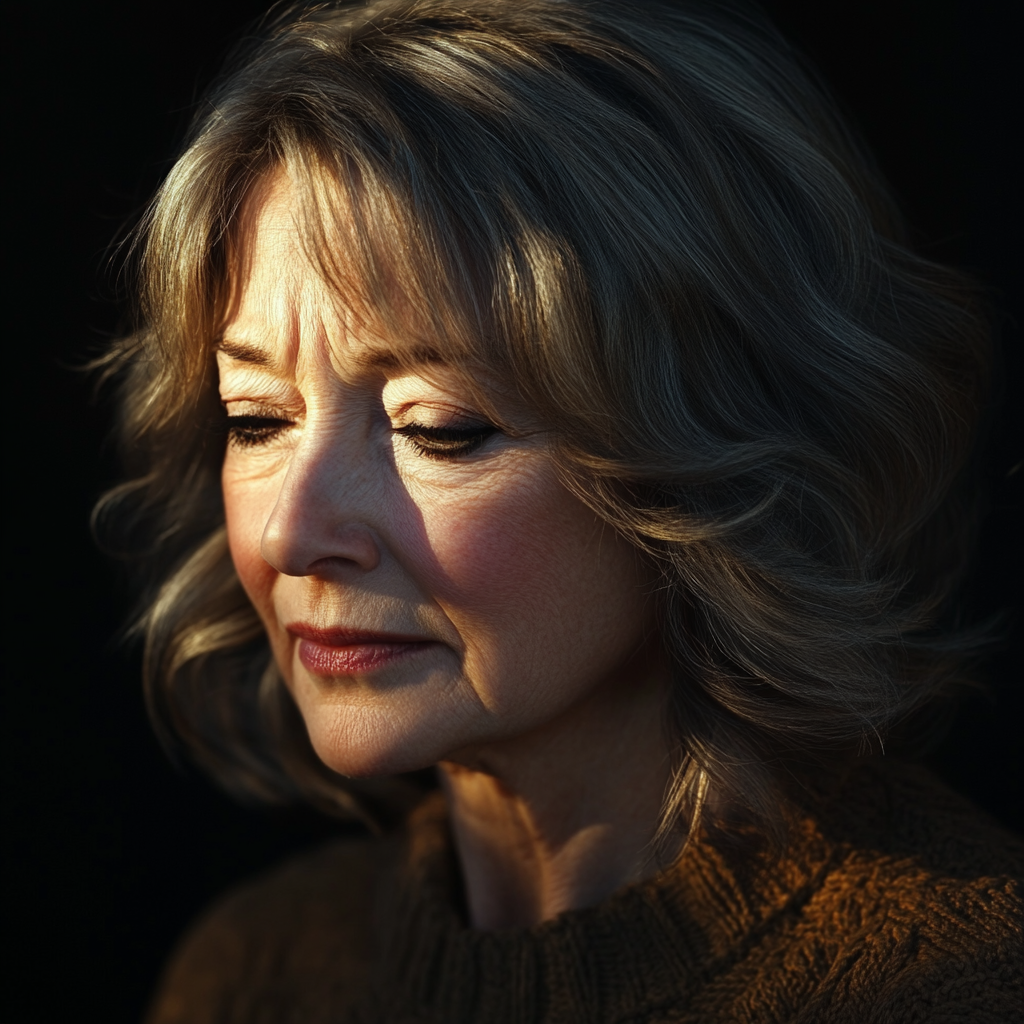 Una mujer mayor con la mirada gacha | Fuente: Midjourney