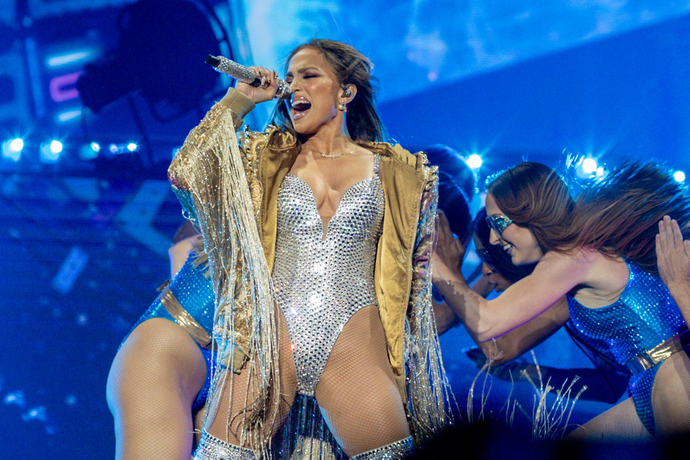 Jennifer Lopez durante su concierto en el Movistar Arena, el 13 de julio de 2025 en Madrid, España. | Fuente: Getty Images