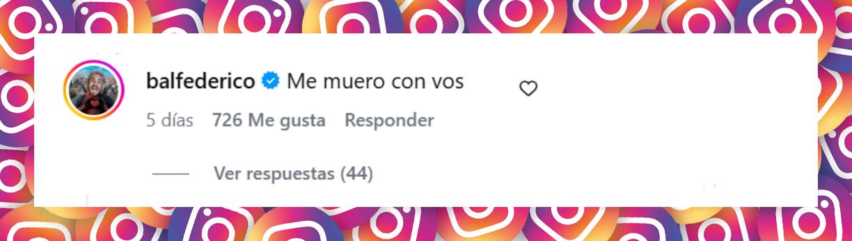 El comentario de Federico Bal | Fuente: Instagram/evelynbotto