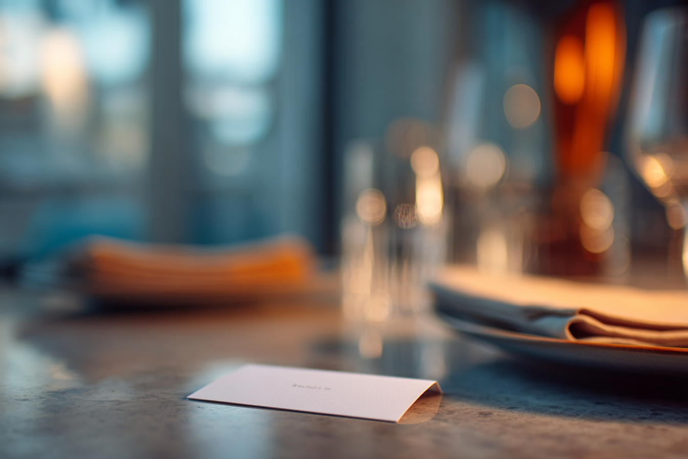 Una tarjeta de visita sobre una mesa | Fuente: Midjourney