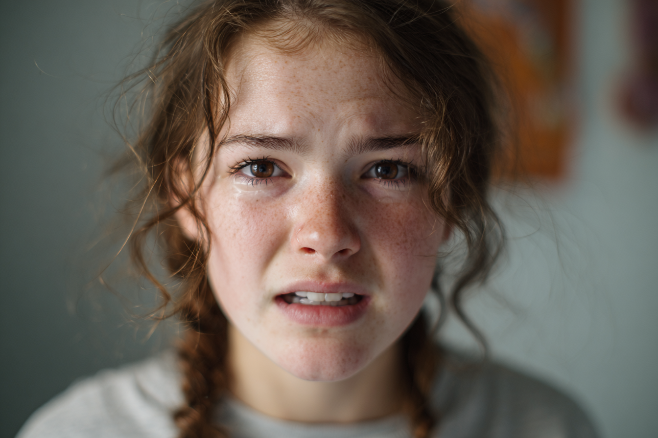 Una niña llorando | Fuente: Midjourney