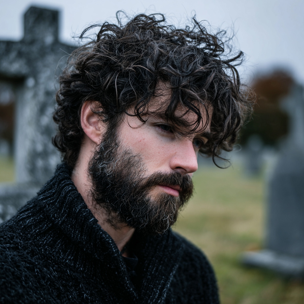 Un hombre de pie en un cementerio | Fuente: Midjourney