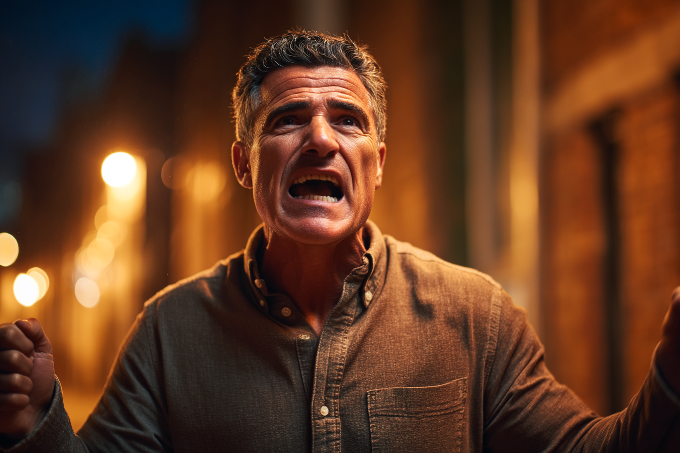 Un hombre gritando | Fuente: Midjourney