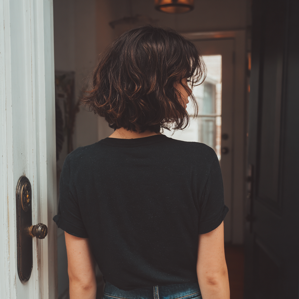 Una mujer de pie en una puerta | Fuente: Midjourney
