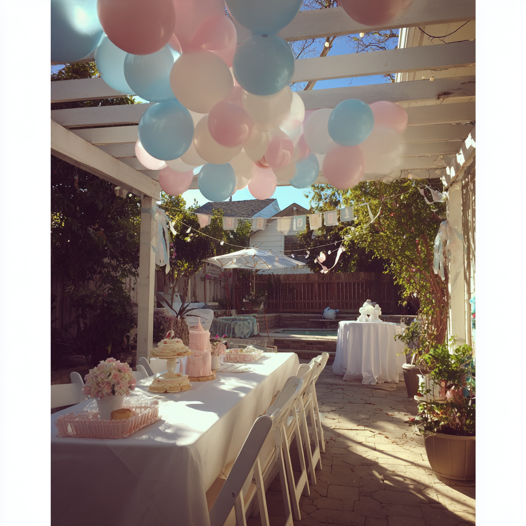 Un baby shower en el patio trasero | Fuente: Midjourney