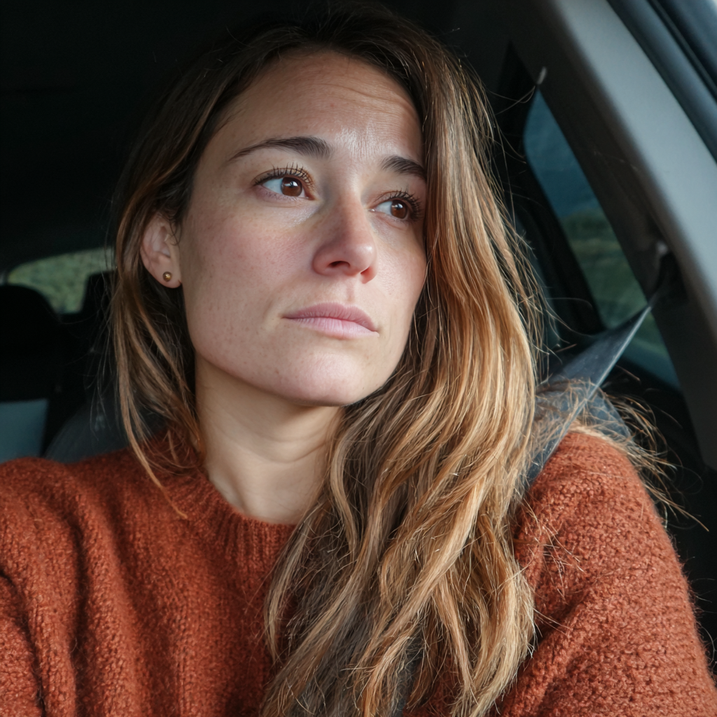 Una mujer alterada conduciendo un automóvil | Fuente: Midjourney