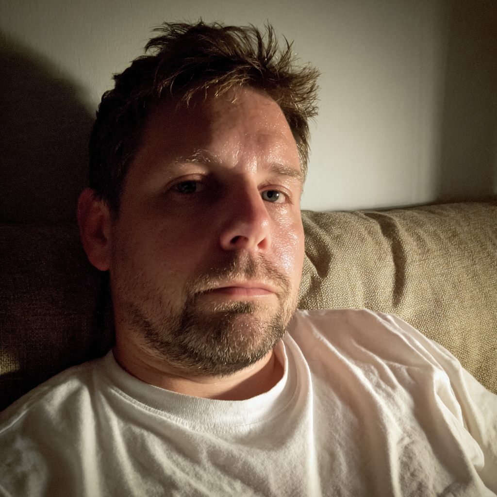 Un hombre sentado en un sofá | Fuente: Midjourney