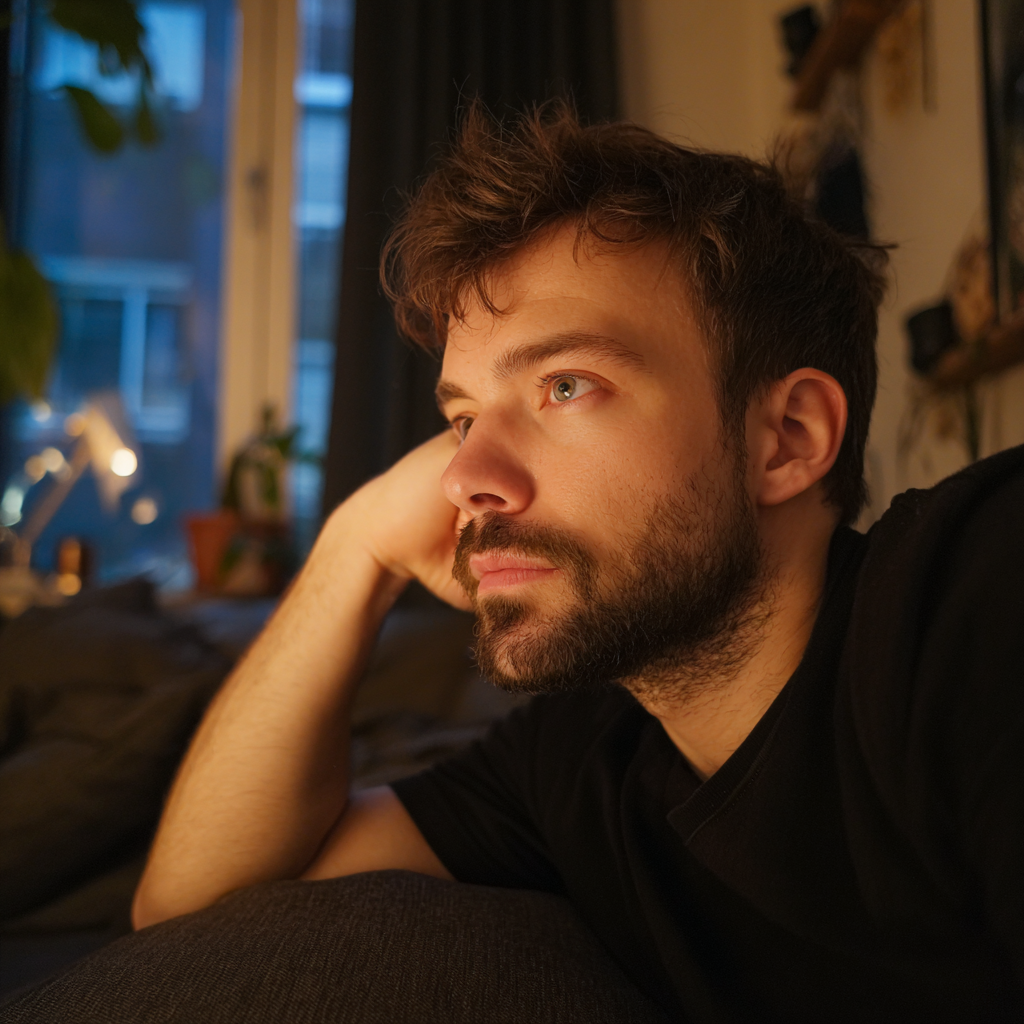 Un hombre descansando en un sofá | Fuente: Midjourney