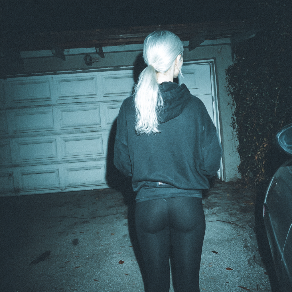 Una mujer delante de la puerta de un garaje | Fuente: Midjourney