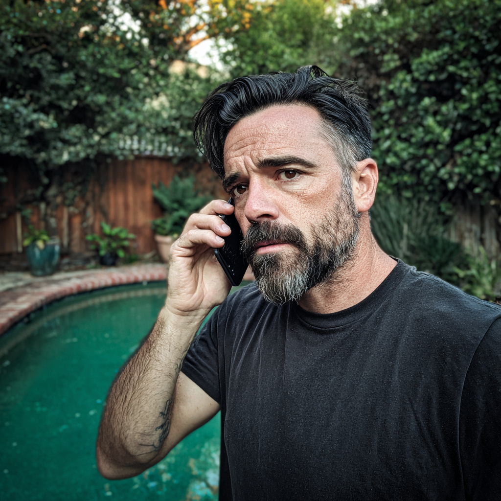 Un hombre ceñudo hablando por teléfono | Fuente: Midjourney