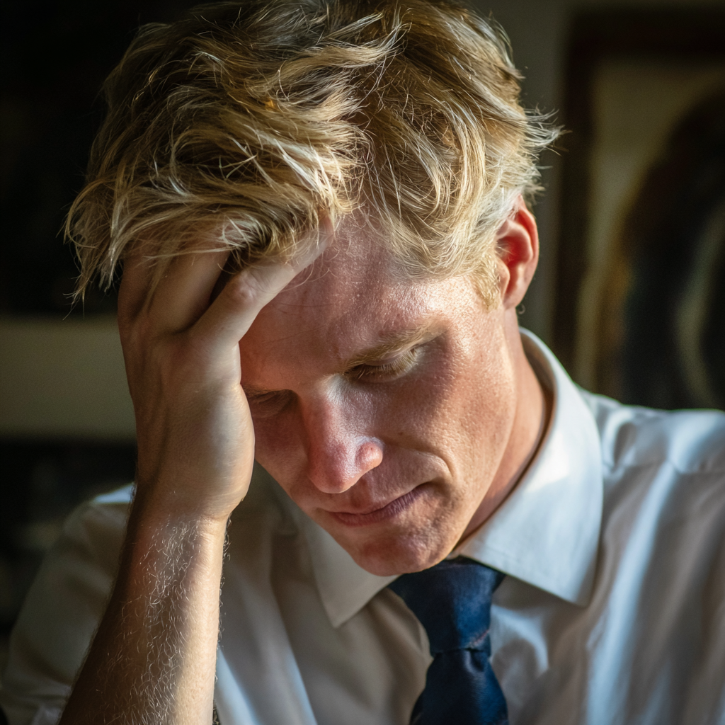 Un hombre sujetándose la cabeza | Fuente: Midjourney