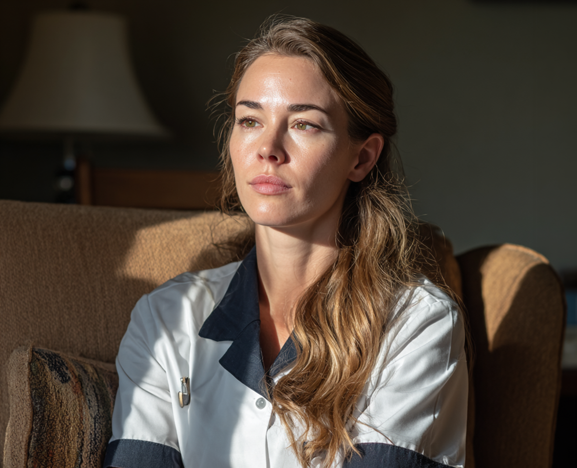 Una mujer sentada en un sillón | Fuente: Midjourney