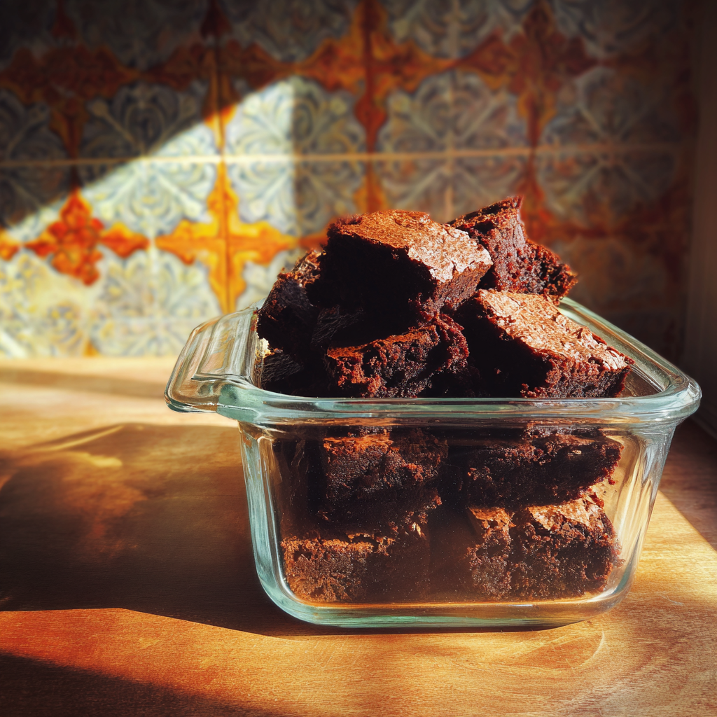 Un recipiente de brownies sobrantes | Fuente: Midjourney