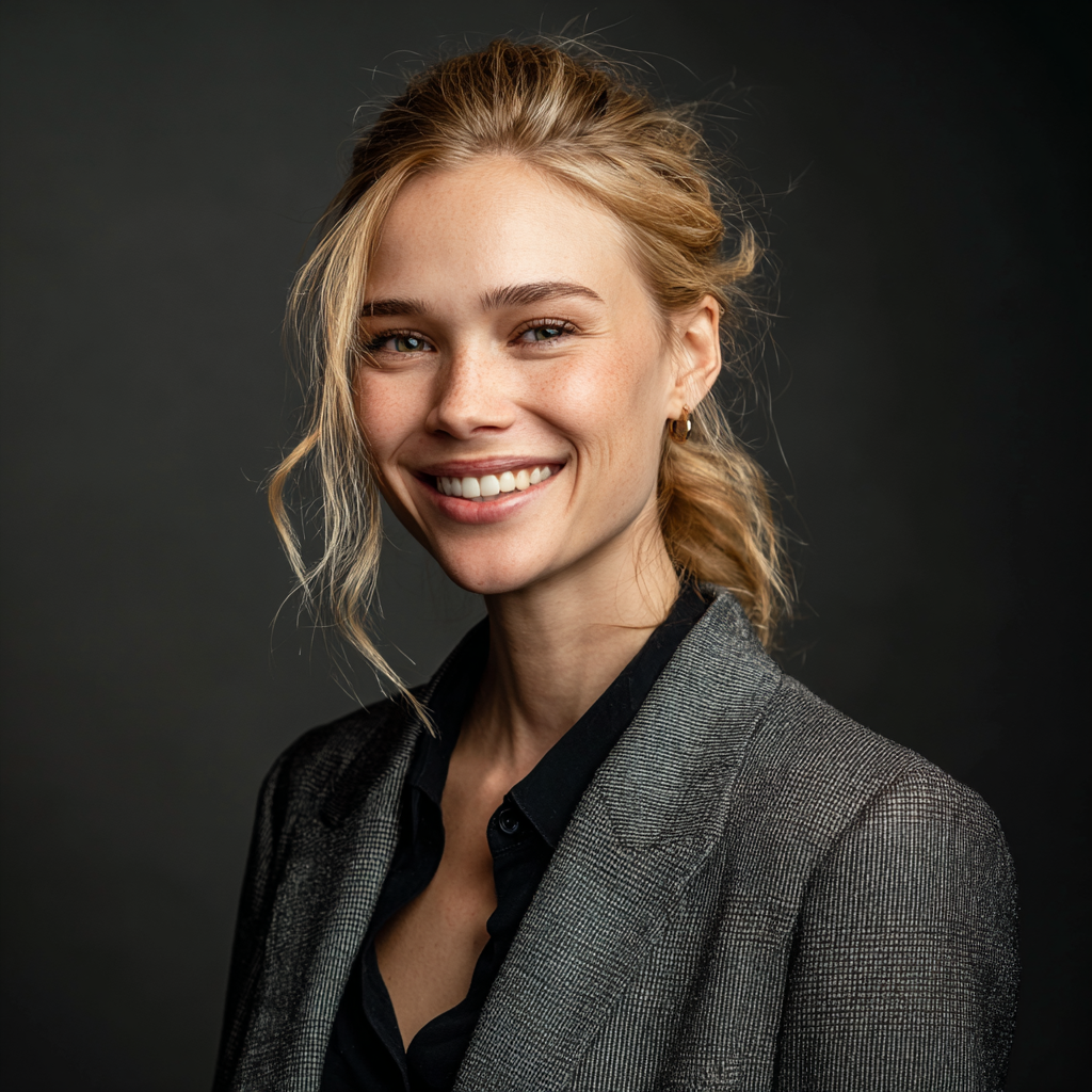 Un abogado sonriente vestido con un traje gris | Fuente: Midjourney