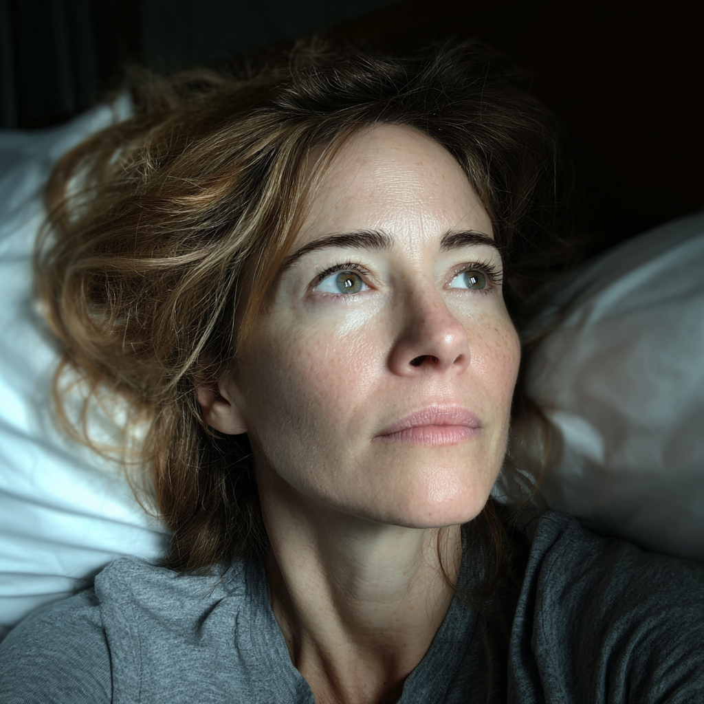 Una mujer tumbada en su cama | Fuente: Midjourney