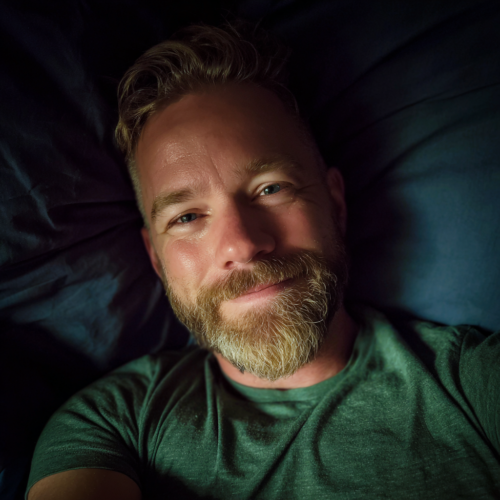 Un hombre sonriente con una camiseta verde | Fuente: Midjourney