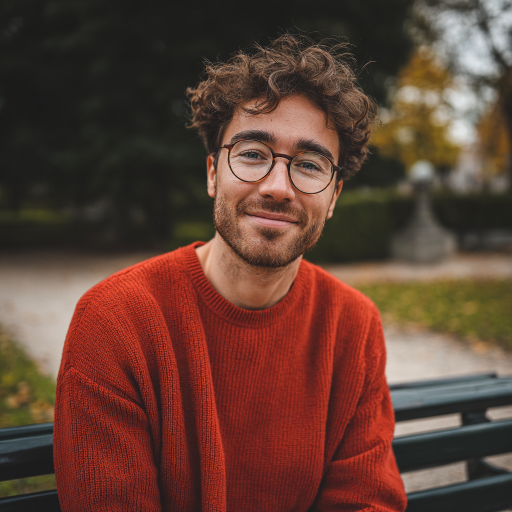 Un hombre con un jersey rojo | Fuente: Midjourney