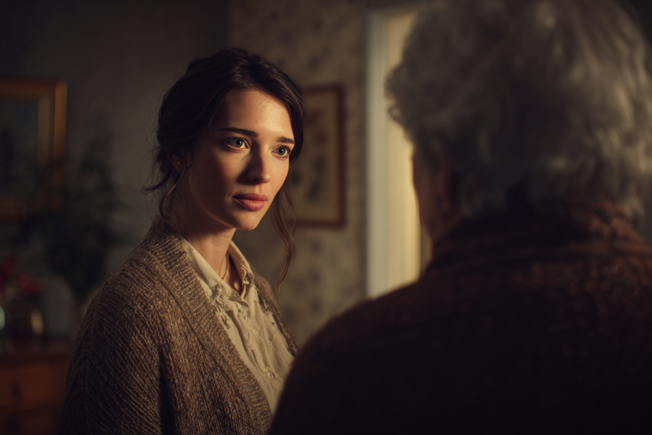 Una mujer hablando con su suegra | Fuente: Midjourney