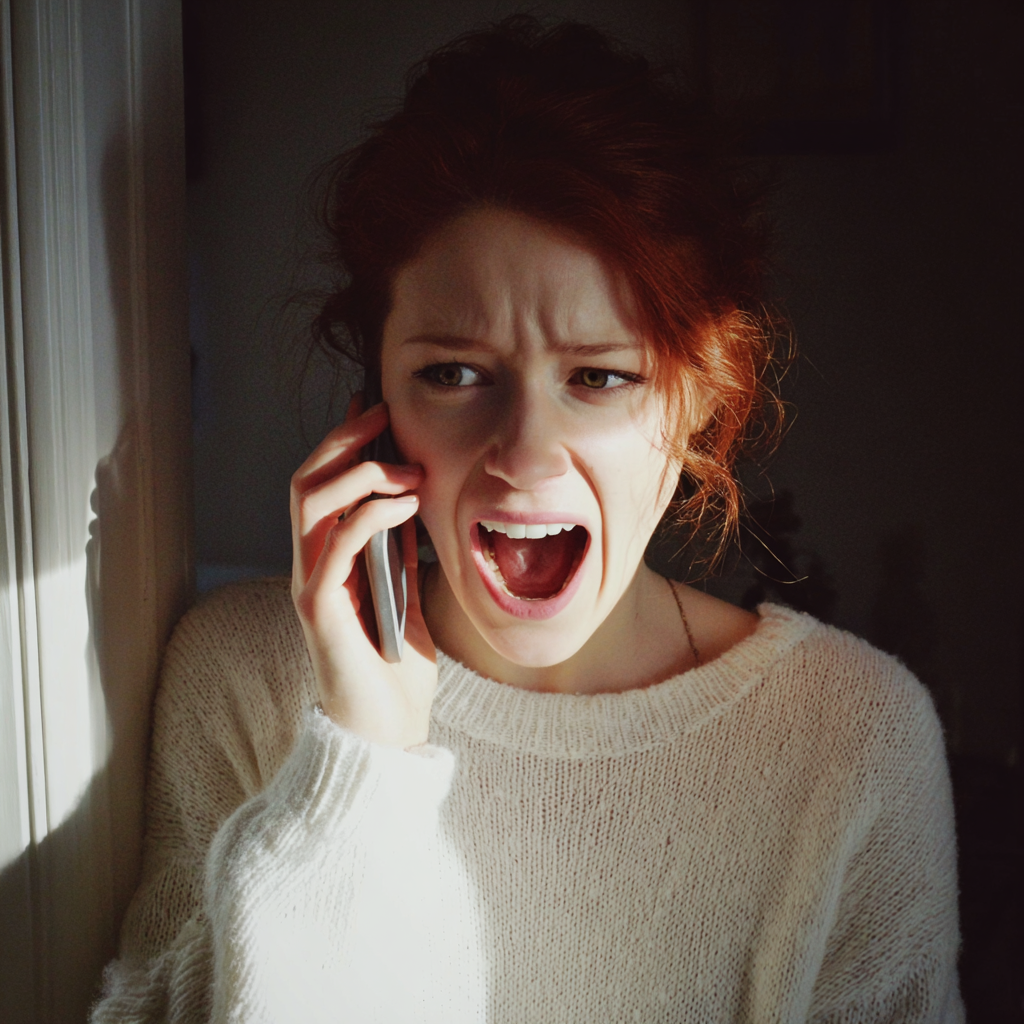 Una mujer gritando por teléfono | Fuente: Midjourney