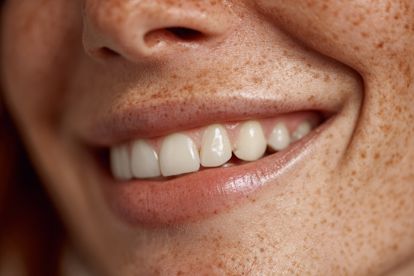 Primer plano de la sonrisa de una mujer | Fuente: Midjourney