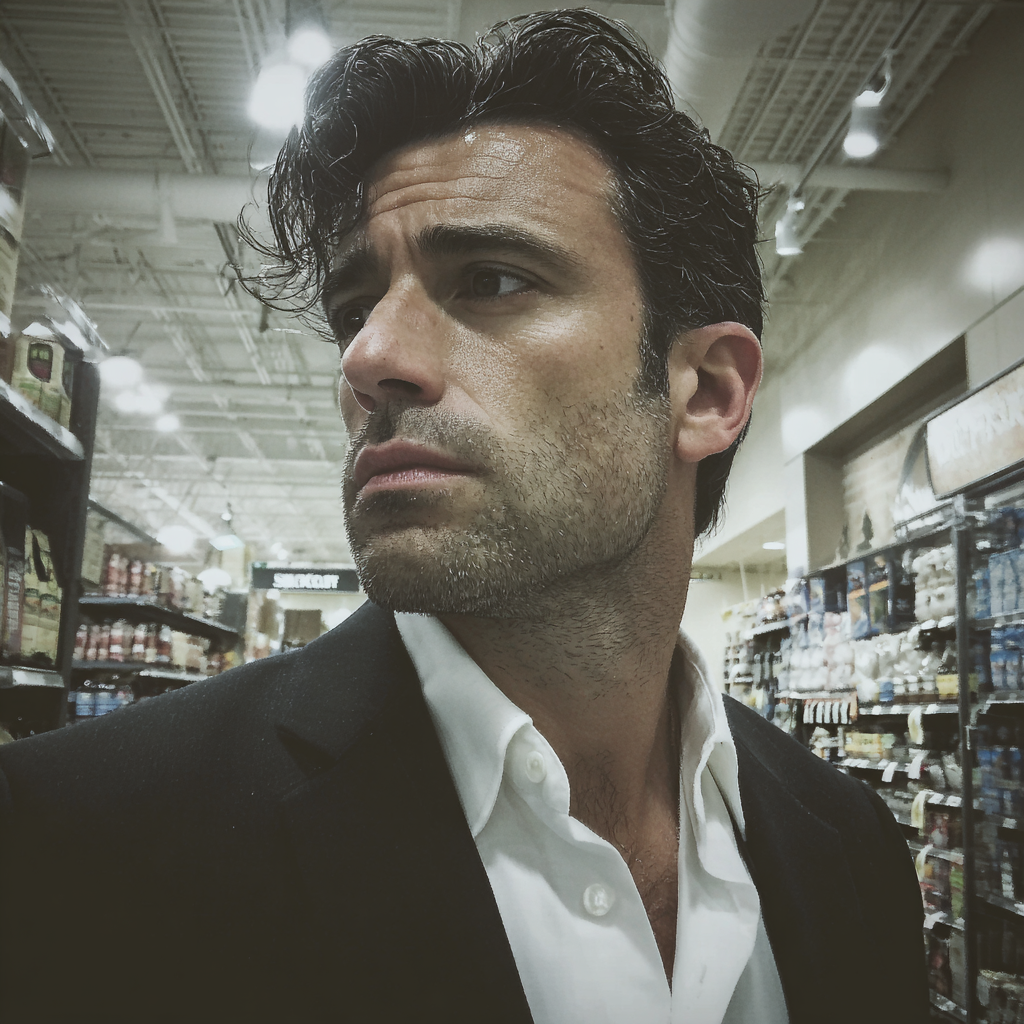 Un hombre severo vestido de traje | Fuente: Midjourney