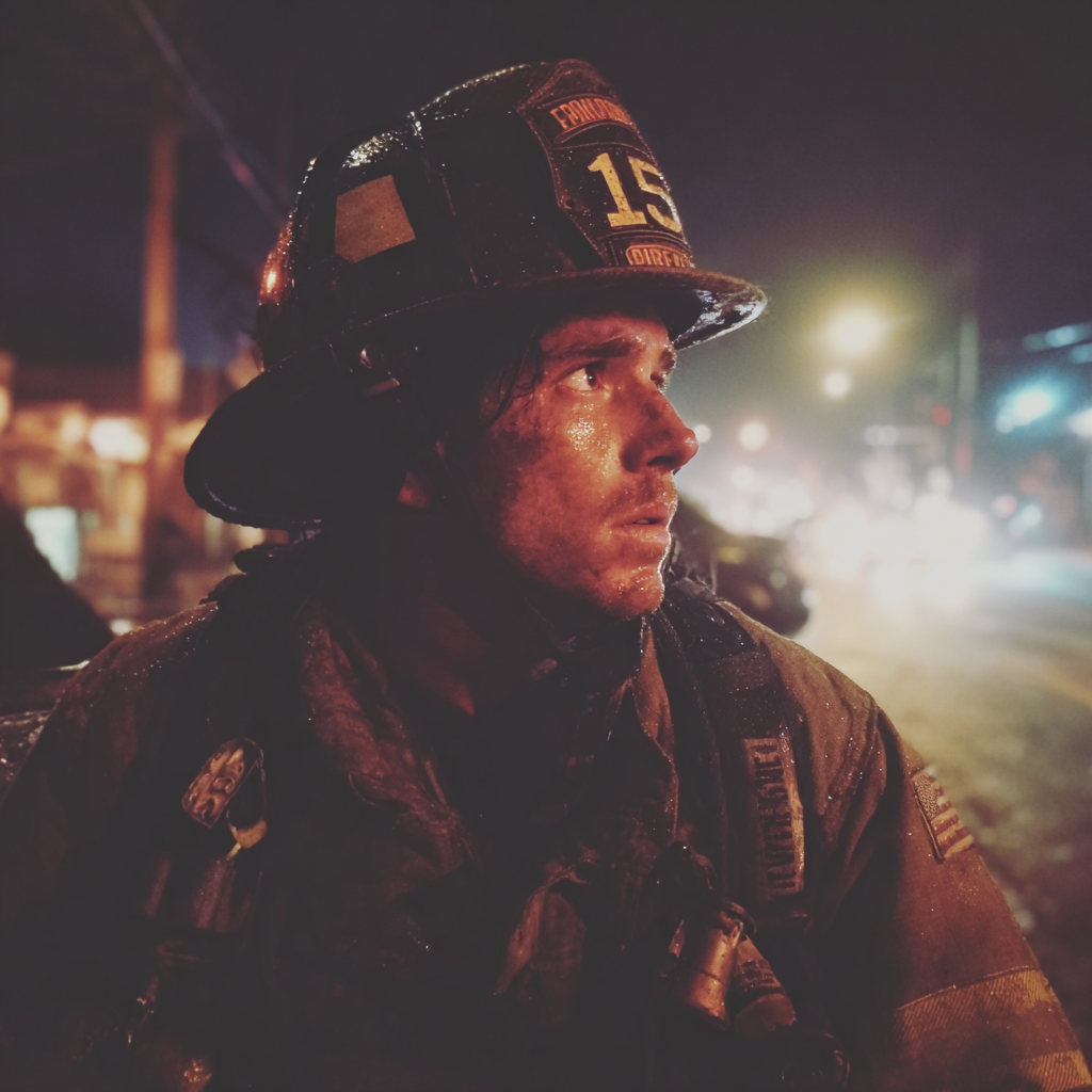 Un bombero en el exterior | Fuente: Midjourney