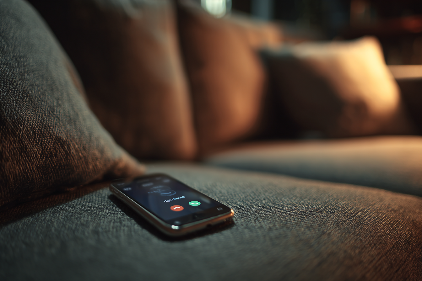 Un teléfono en un sofá | Fuente: Midjourney