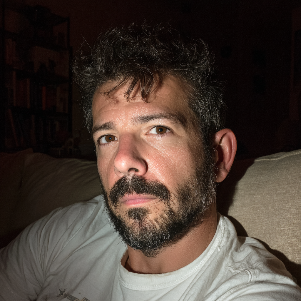 Un hombre pensativo sentado en un sofá | Fuente: Midjourney