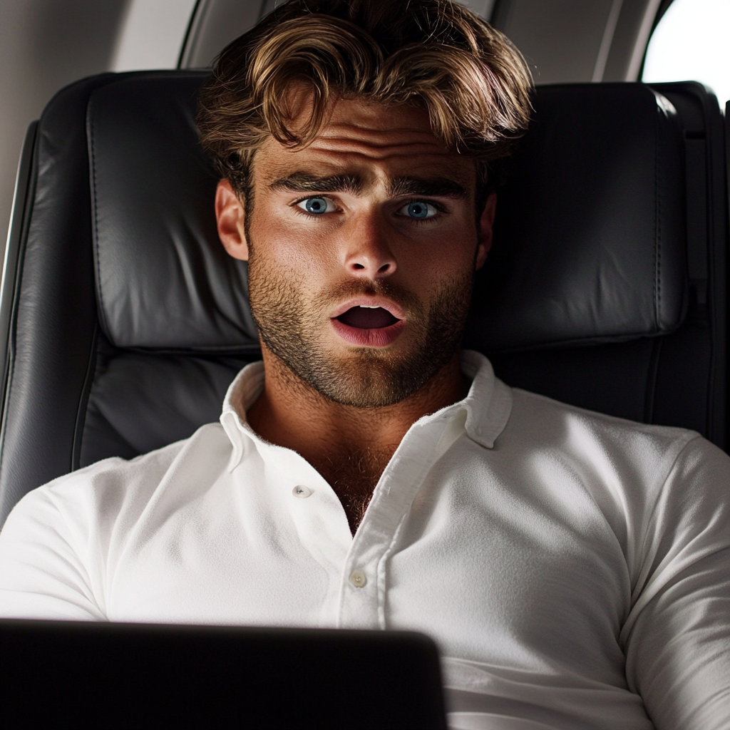 Un hombre mirando su portátil y boquiabierto | Fuente: Midjourney