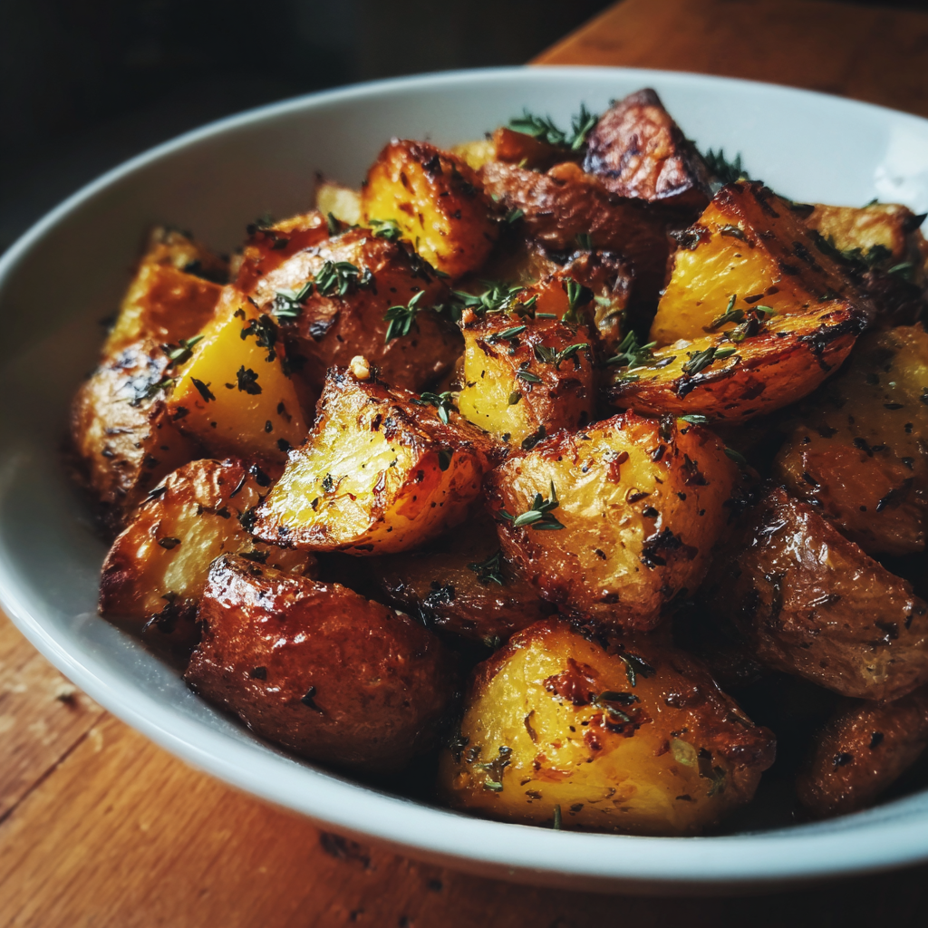 Un cuenco de patatas asadas | Fuente: Midjourney