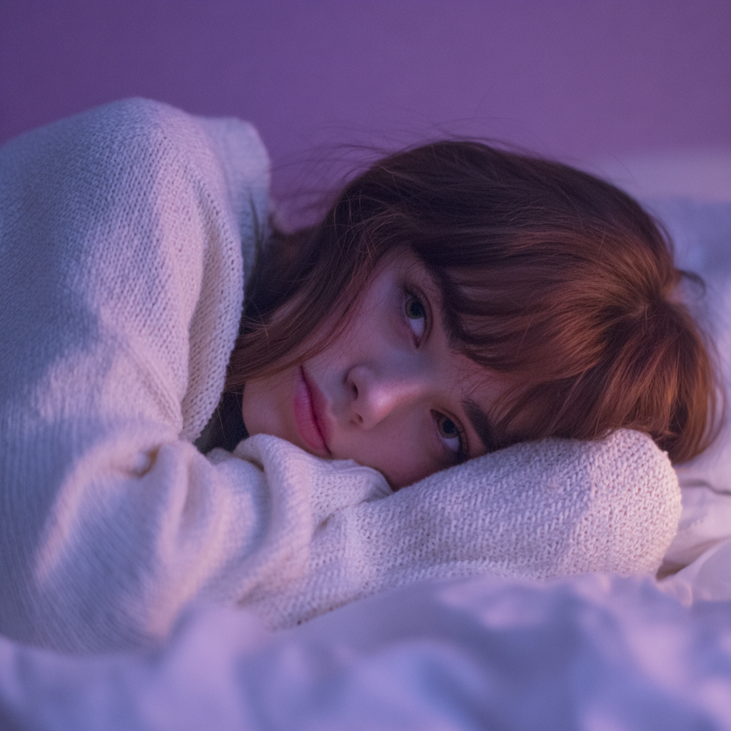 Una chica tumbada en su cama | Fuente: Midjourney