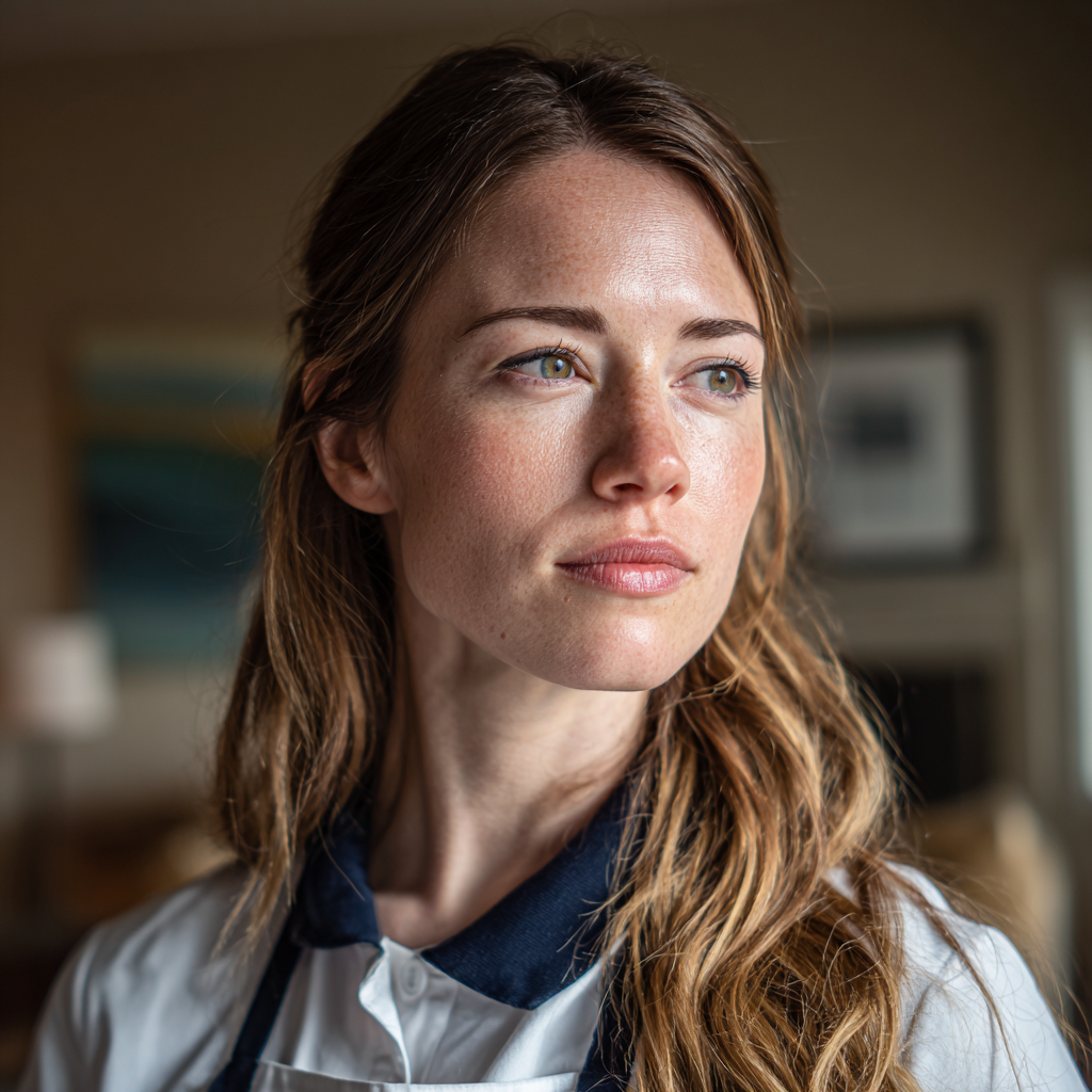 Una mujer de pie en un salón | Fuente: Midjourney