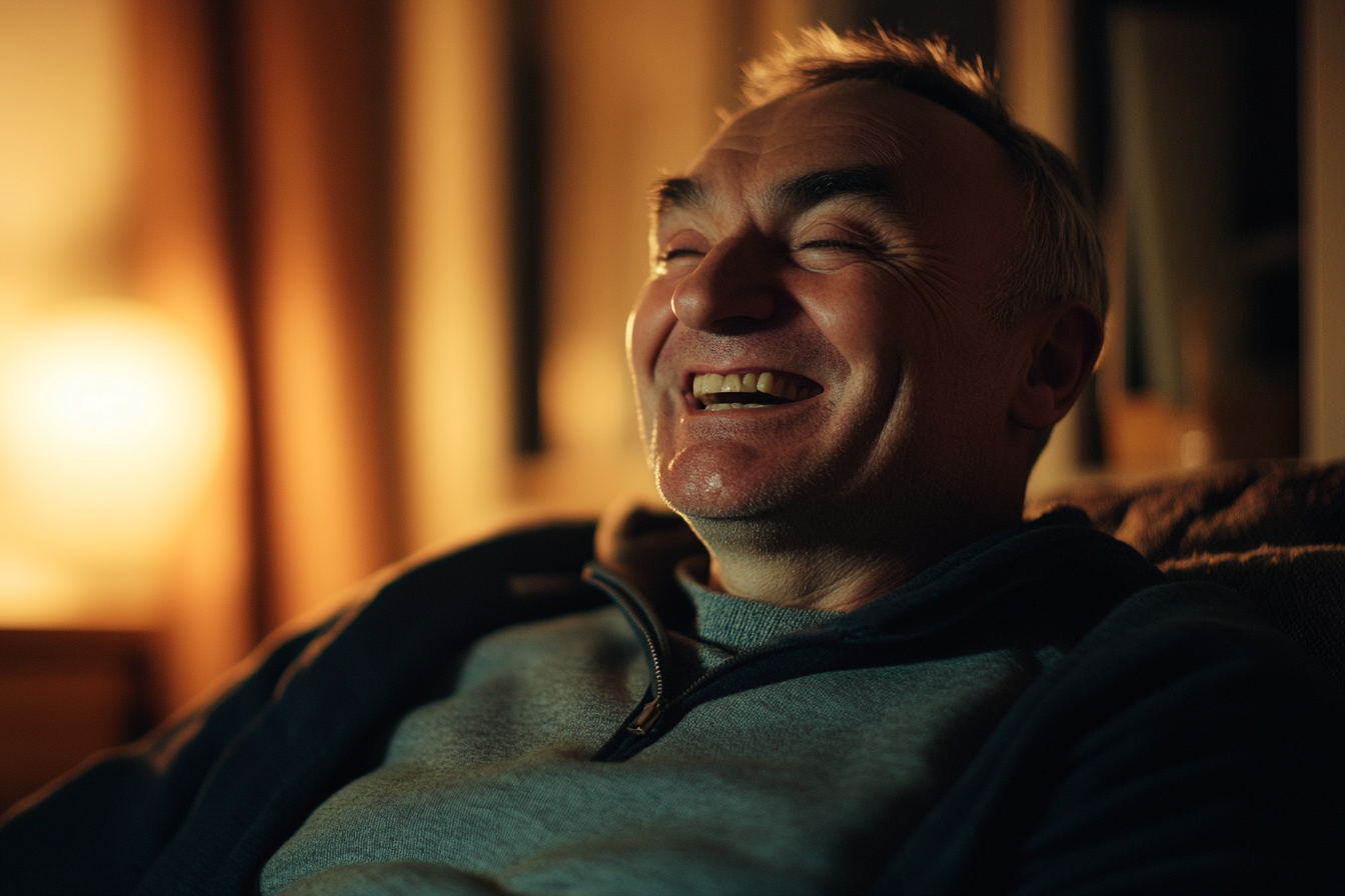 Un hombre riendo | Fuente: Midjourney