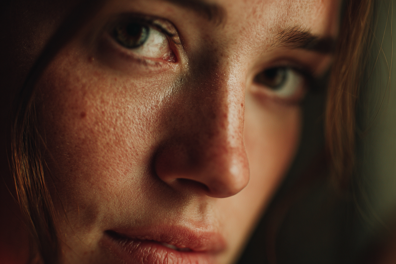 Primer plano del rostro de una mujer | Fuente: Midjourney