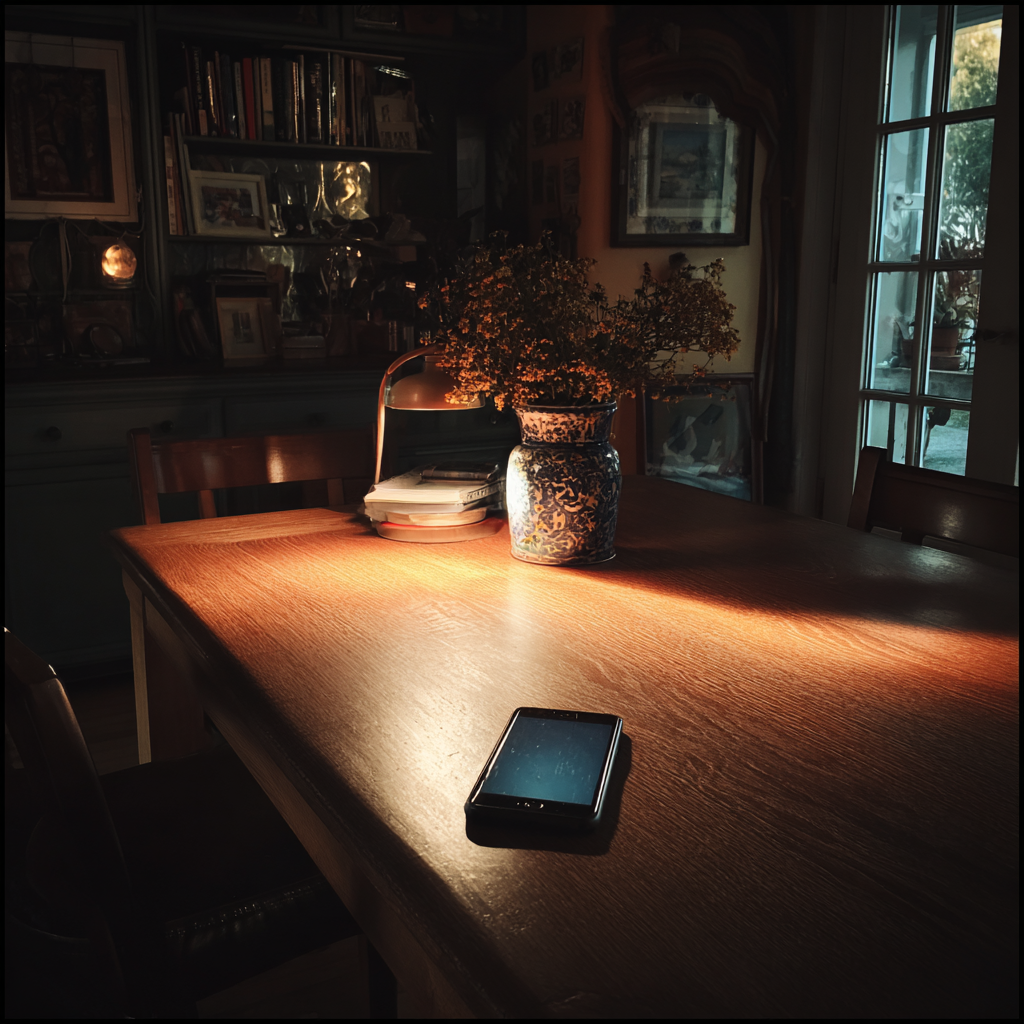 Un móvil sobre una mesa | Fuente: Midjourney