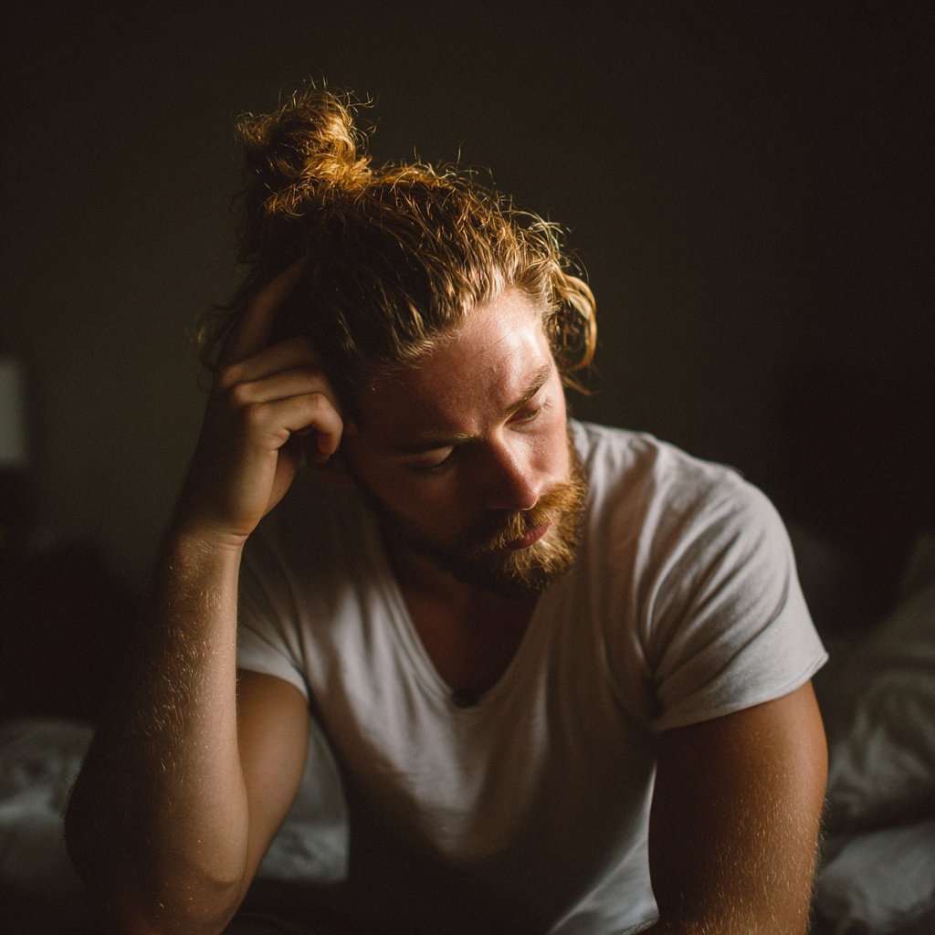 Un hombre frustrado sujetándose la cabeza | Fuente: Midjourney
