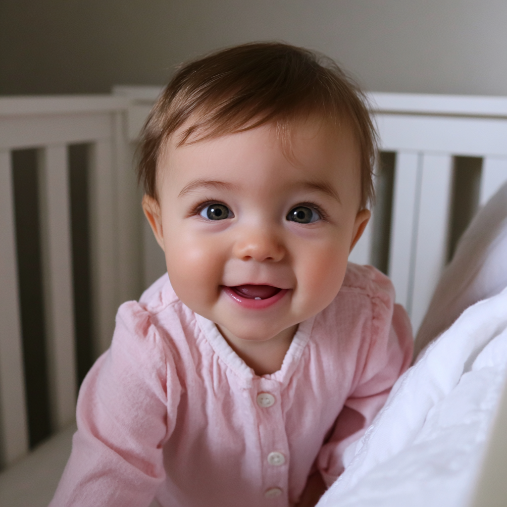 Una niña en su cuna | Fuente: Midjourney